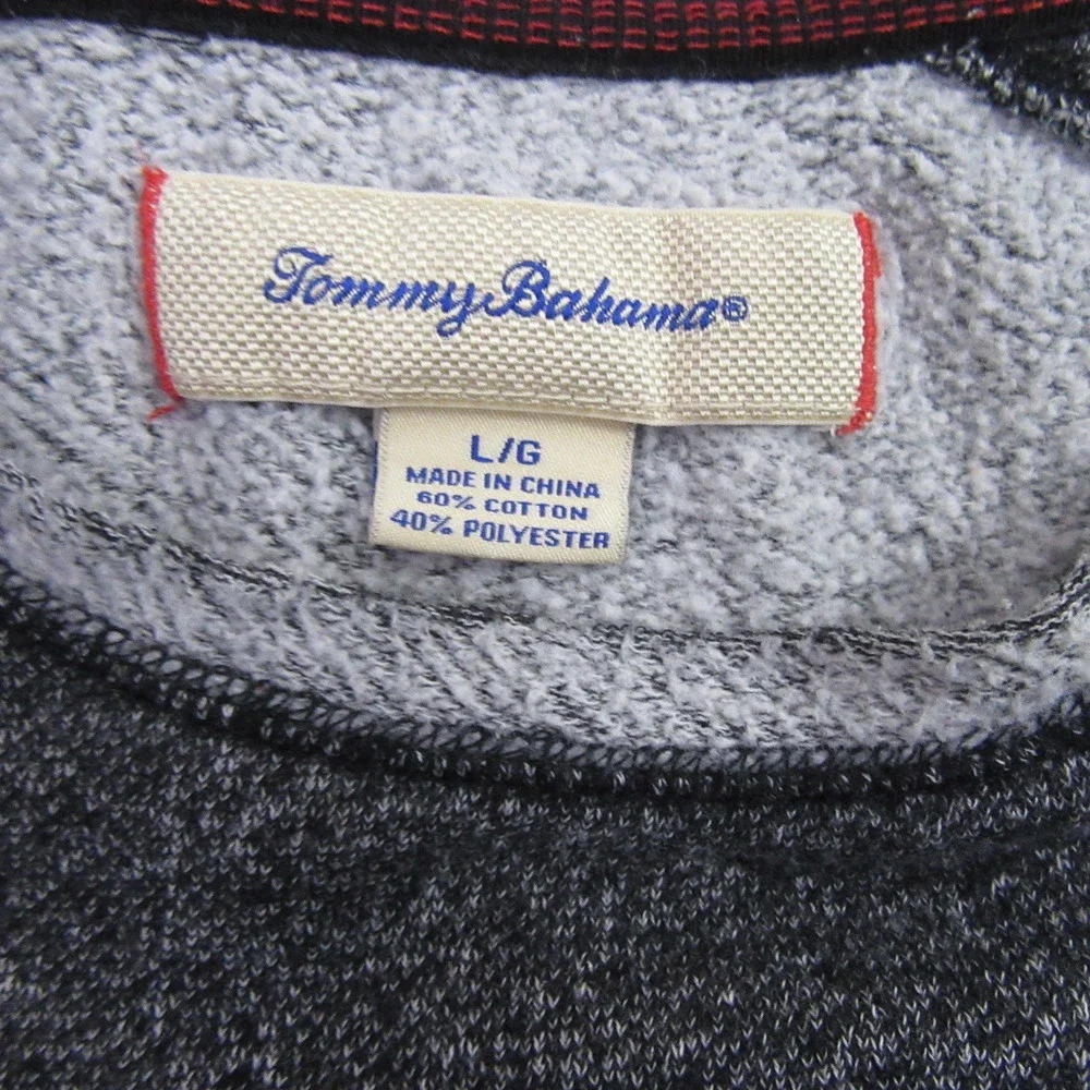 Tommy‎ Bahama Mens Pullover Sweater L Gray Heather Color Block Fleece